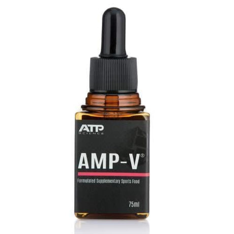 Brown glass ampoule with black AMP-V label