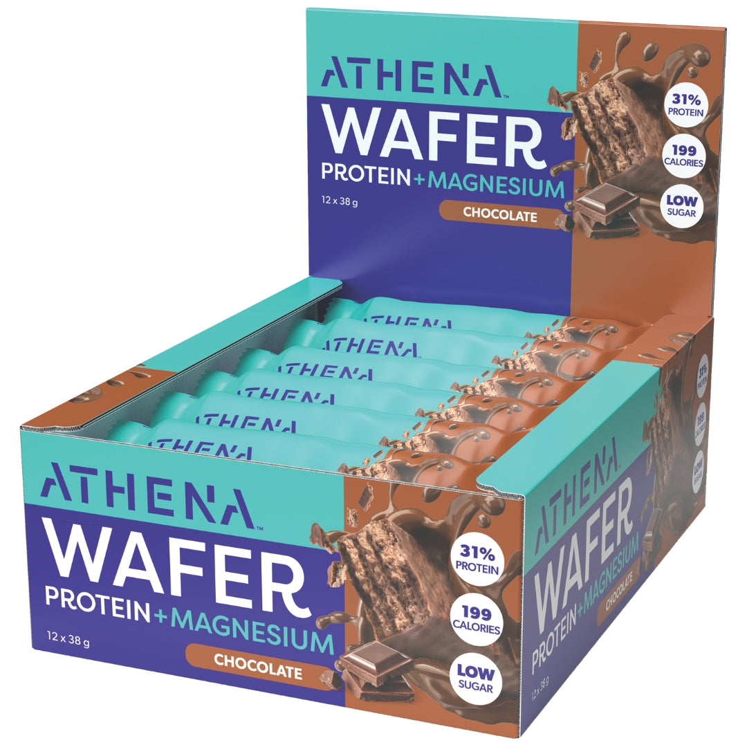 Box of Athena Wafer Protein + Magnesium Chocolate bars