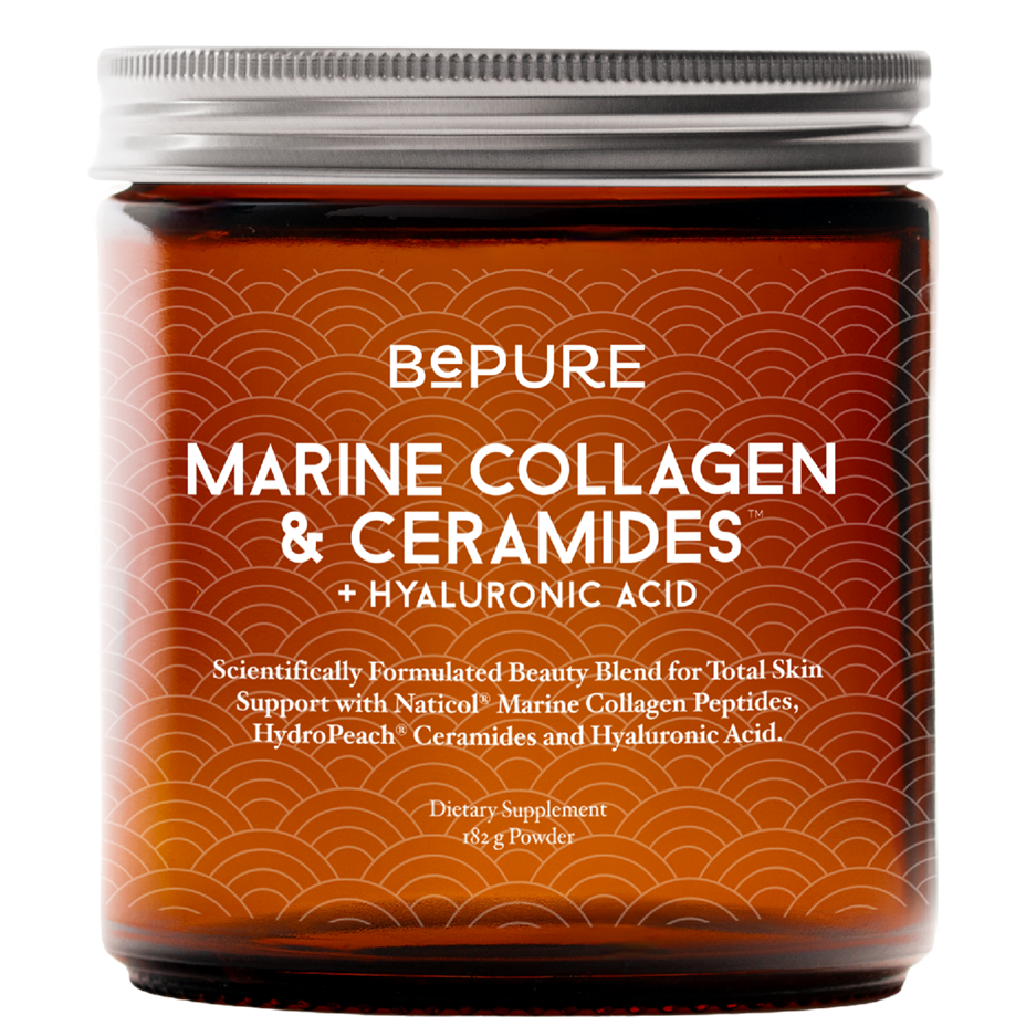 Jar of Bepure Marine Collagen & Ceramides supplement on a white background