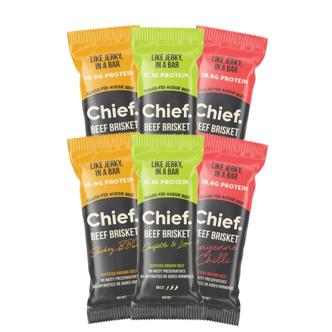 6x Chief Organic Grass-Fed Beef Bars (Random Flavour) *Gift*
