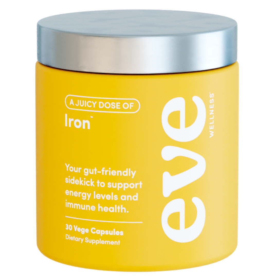 Yellow supplement container with silver lid on a white background