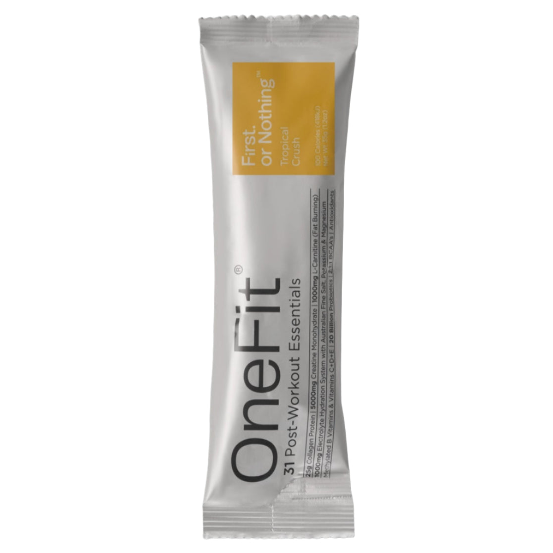 OneFit protein powder package on a white background