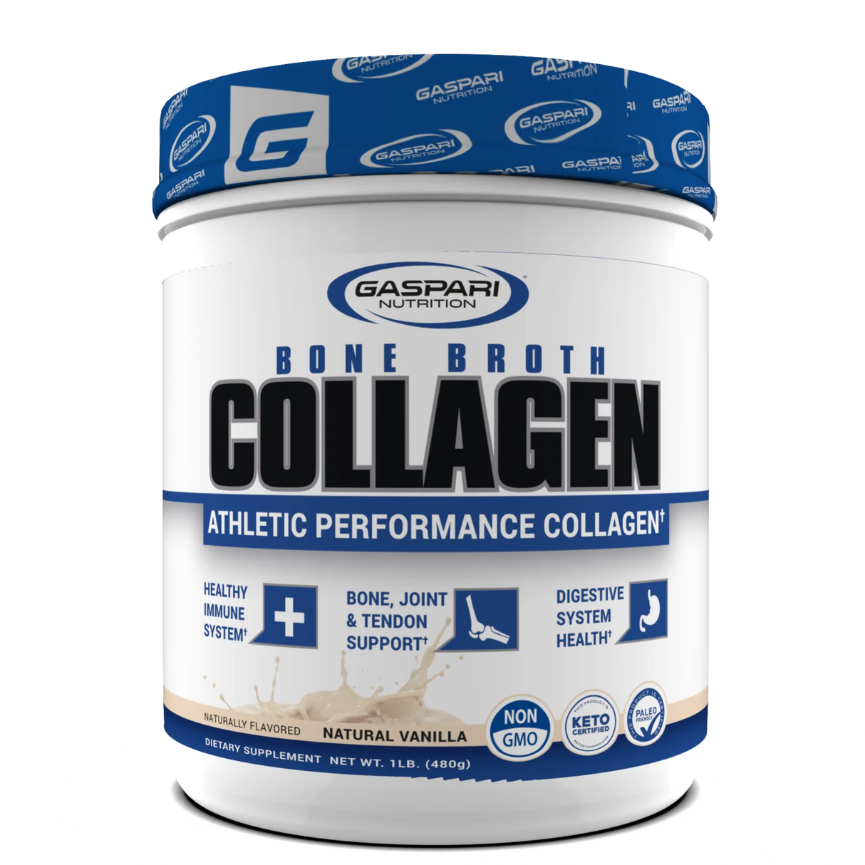 Gaspari Nutrition Bone Broth Collagen supplement container on a white background