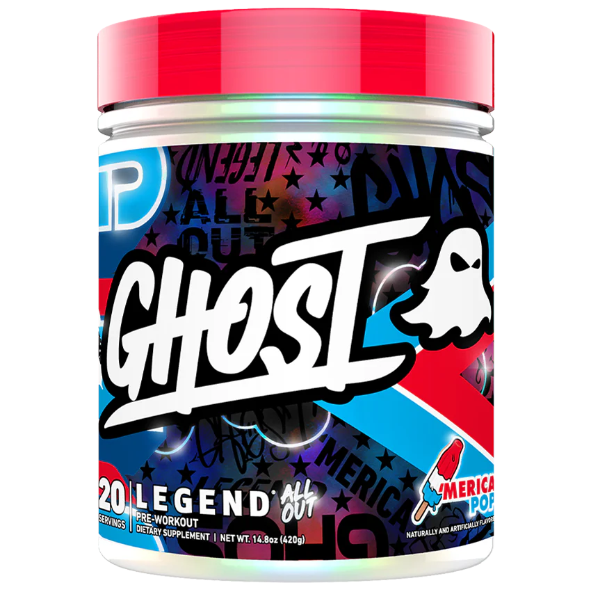 Ghost Legend supplement container with colorful label on a white background