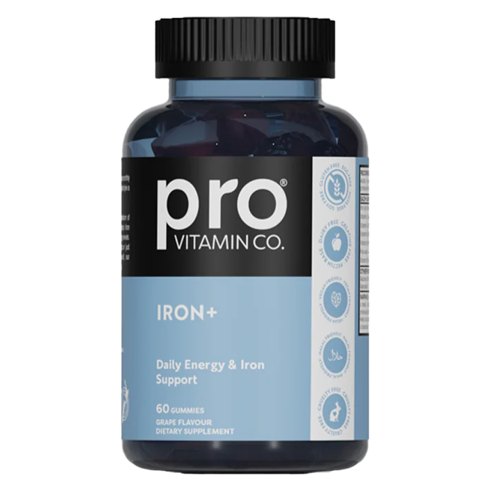 Pro Vitamin Co. Iron+ supplement bottle on a white background