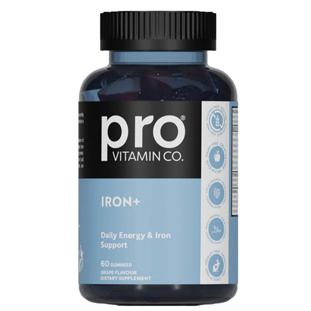 Pro Vitamin Co. Iron+ supplement bottle on a white background