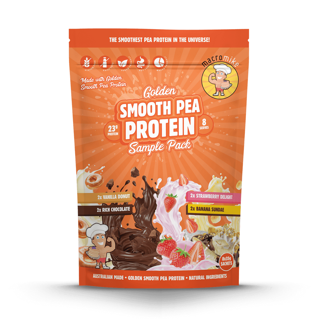Golden Smooth Pea Protein Sample Pack (8 x 35g Sachets)