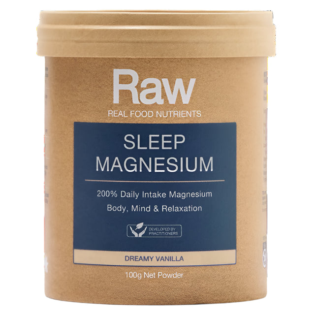 Container of Raw Sleep Magnesium on a white background