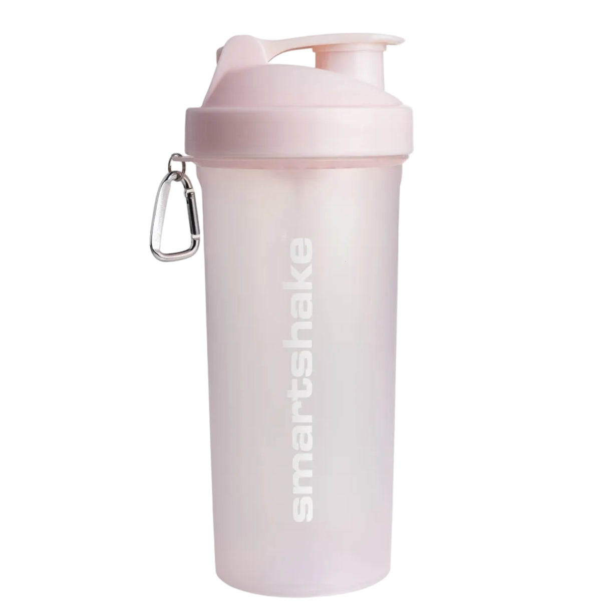 Pink smartshake shaker bottle on a white background