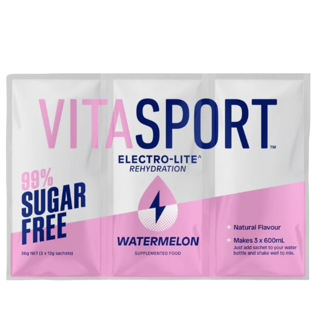 VitaSport Electro-Lite Rehydration packet for watermelon flavor on a white background