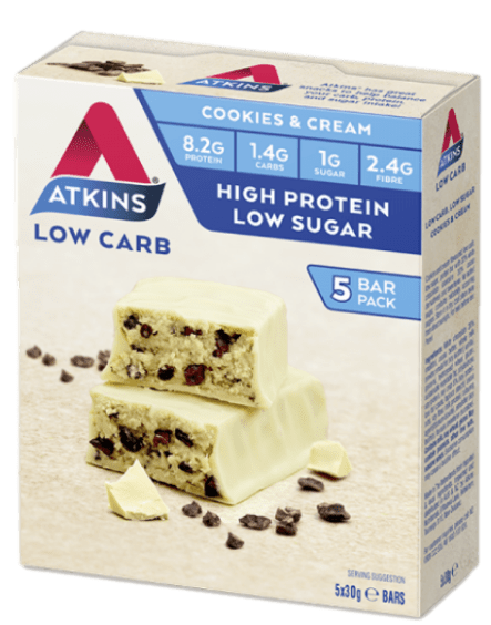 Atkins Advantage Protein Bars 5 Pack Cookies and Cream *Clearance: 10/23* / 6 x 5x30gm (Value Box)