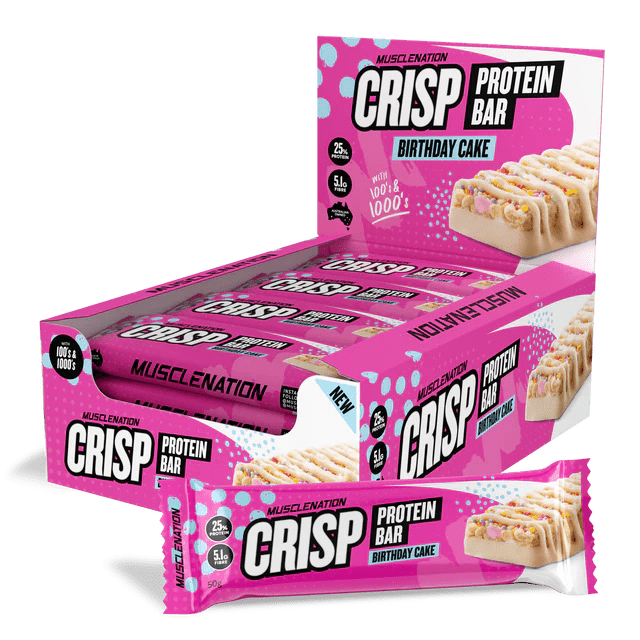 Muscle Nation Crisp Protein Bar Birthday Cake / 12xBox