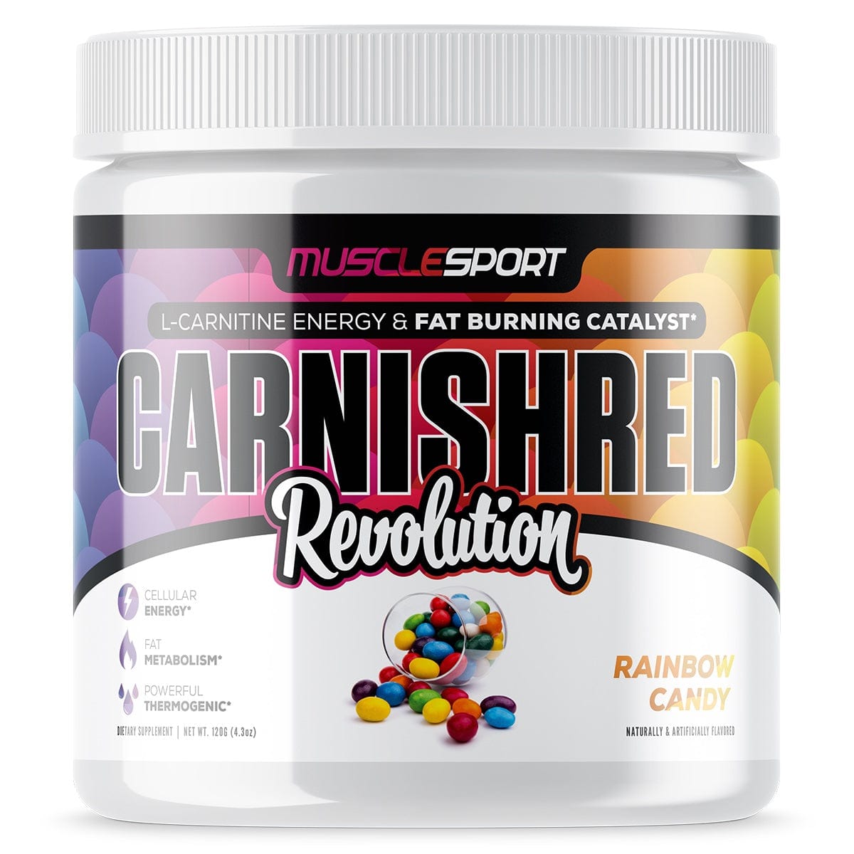 MuscleSport Carnishred Non-Stim Fat Burner Rainbow Candy