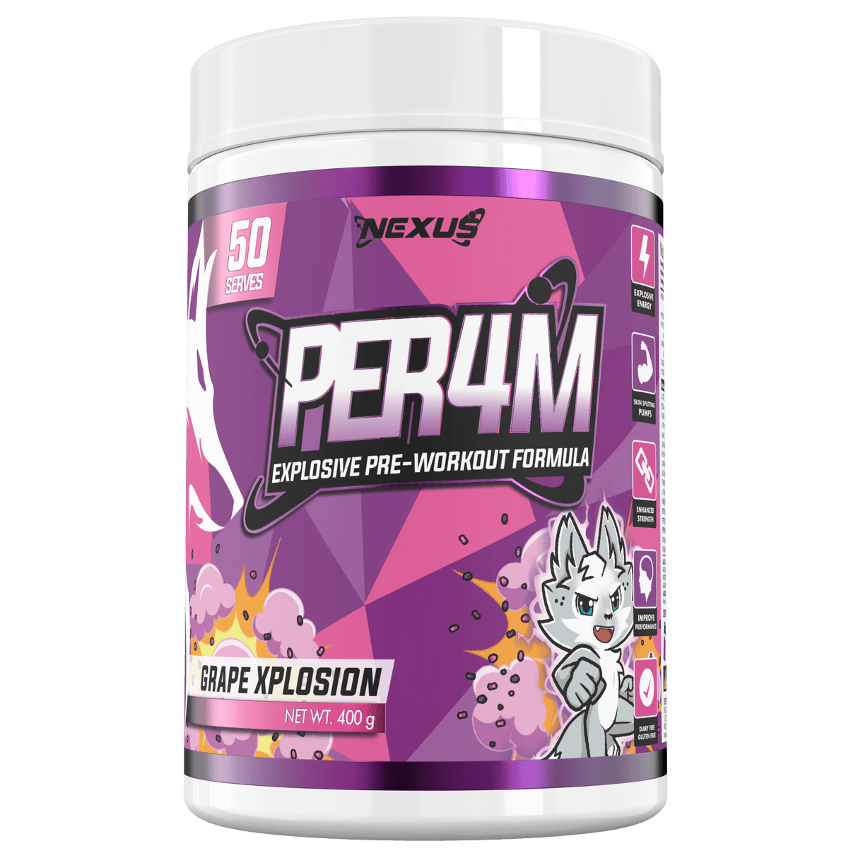 Nexus Sports Nutrition Per4m Pre Workout Grape Xplosion
