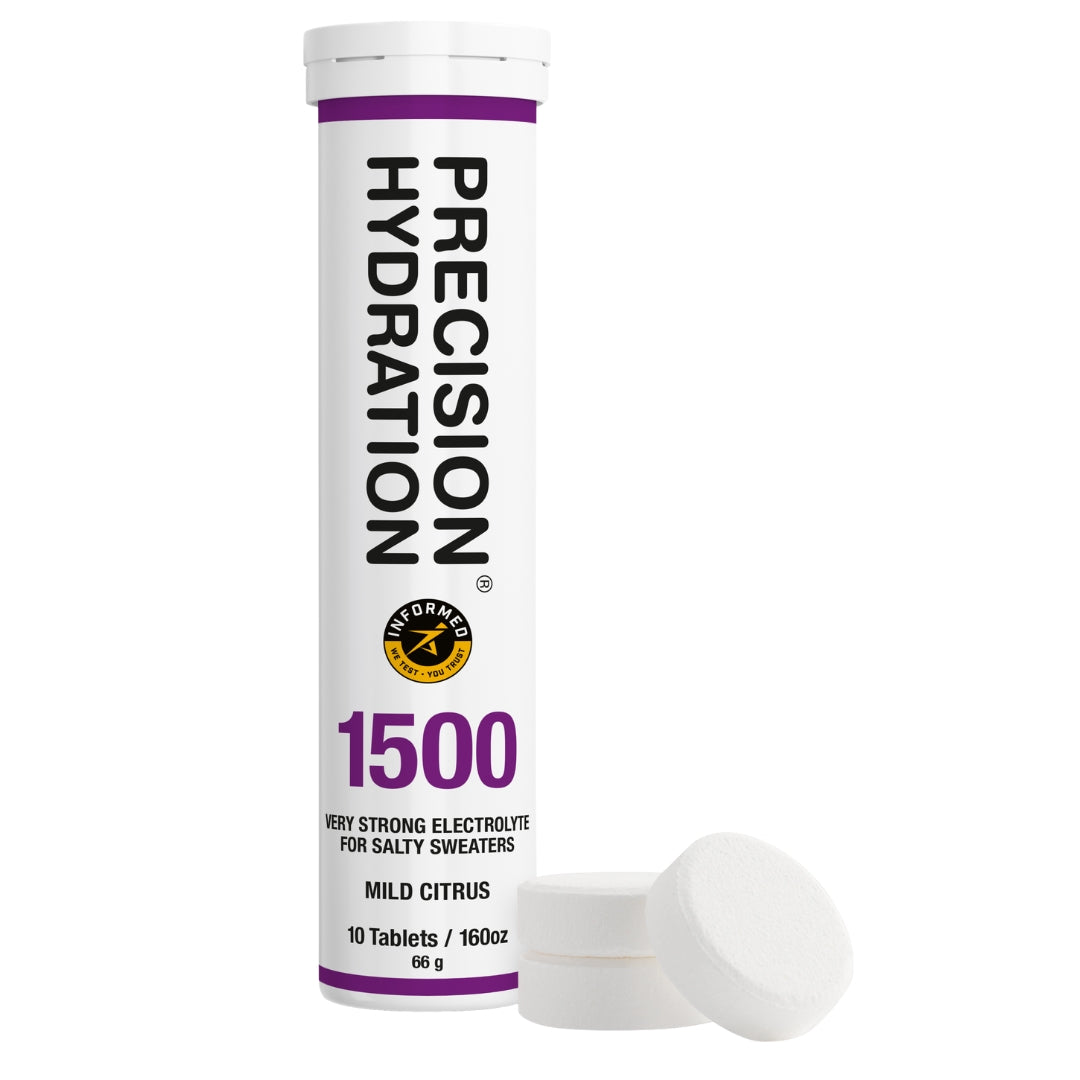 Precision Hydration 1500 electrolyte supplement tube on a white background
