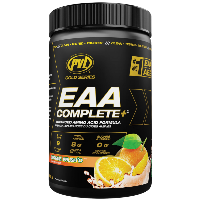 PVD Gold Series EAA Complete supplement container on a white background