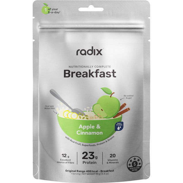 Radix Apple & Cinnamon breakfast package on a white background