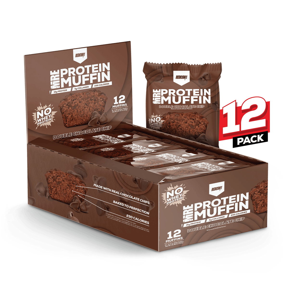 Redcon1 MRE Protein Muffin 12 Pack / Double Chocolate Chip