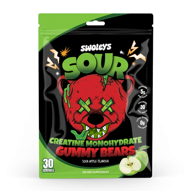 Swoleys Creatine Monohydrate Sour Gummy Bears 30 Serves *Gift*