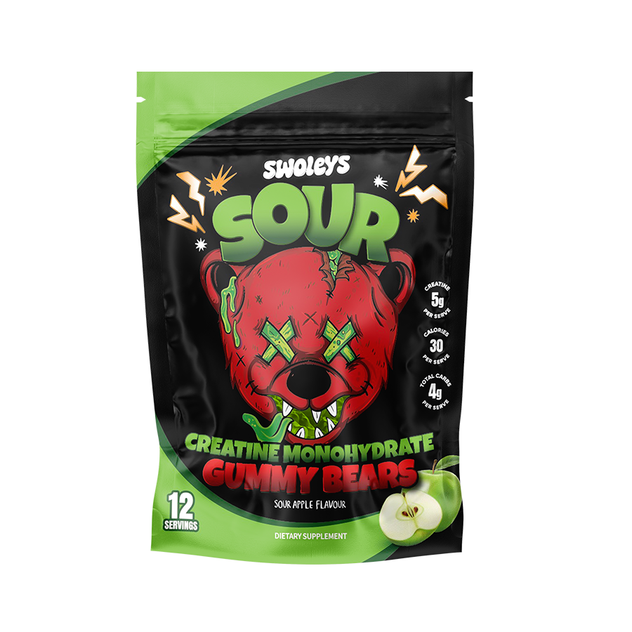 Swoleys Creatine Monohydrate Sour Gummy Bears - Green Apple / 12 Serve *Gift*