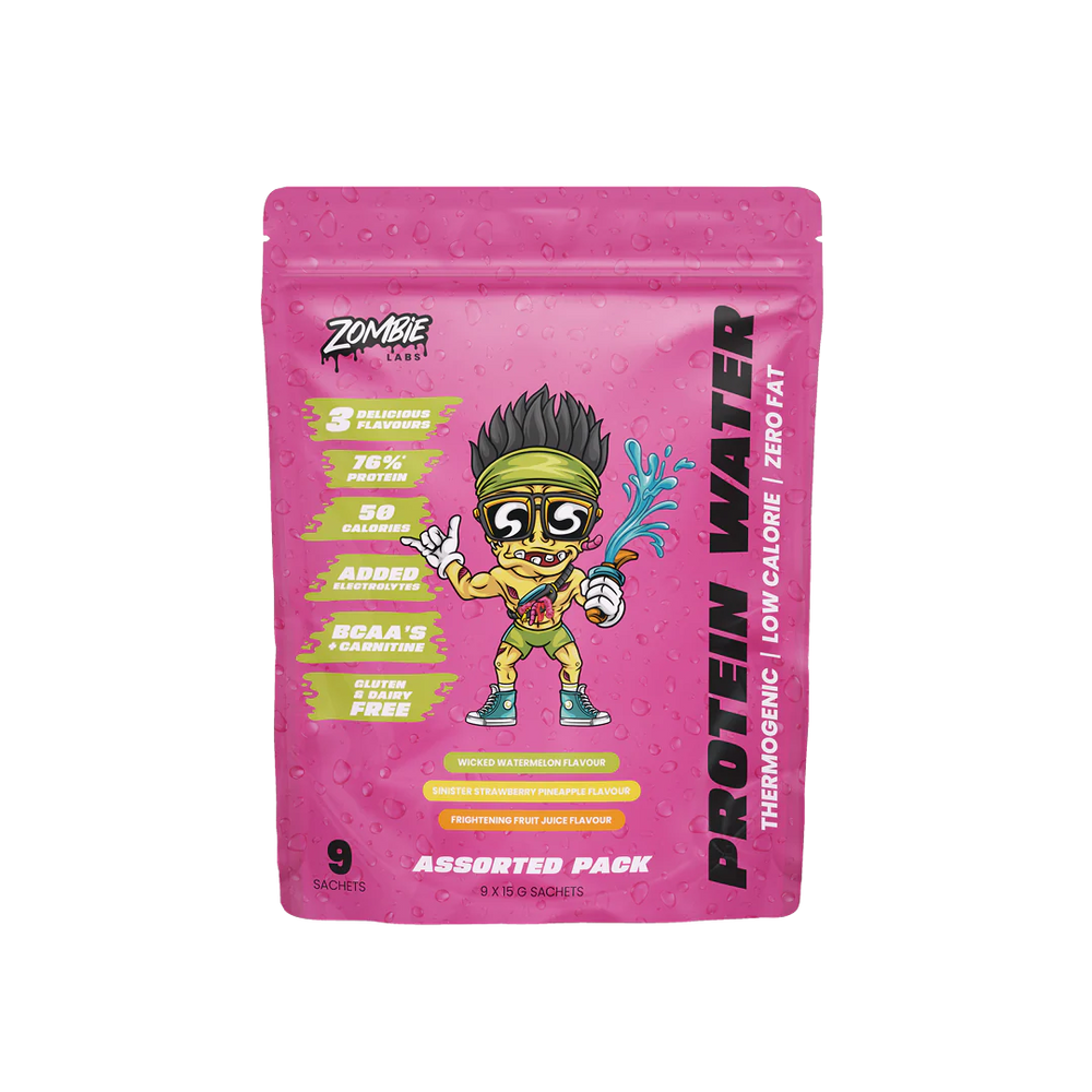 9x Zombie Labs Protein Water Assorted Sachets Sample Pack *Gift*