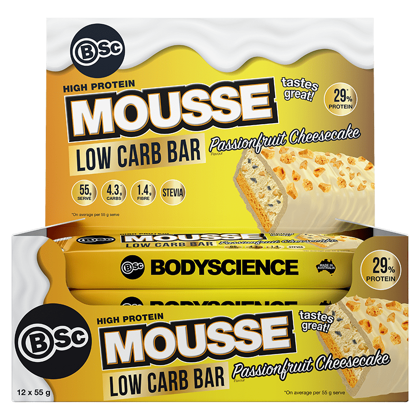 BSc Low Carb Mousse Bar 55g - Box of 12 Passionfruit Cheesecake