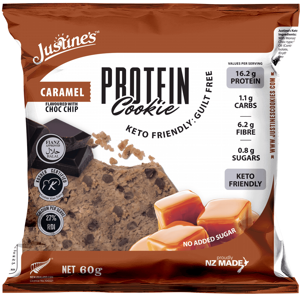 Justines Protein Cookies 12 pack Caramel Choc Chip