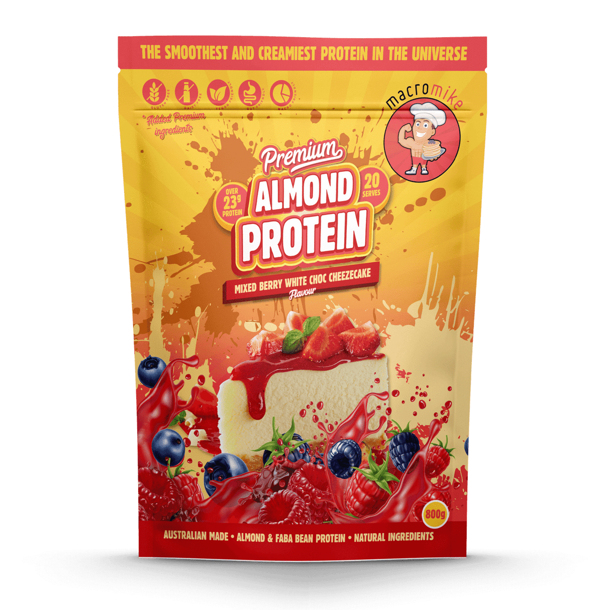 Macro Mike Premium Plant Protein Mixed Berry White Choc / 800g