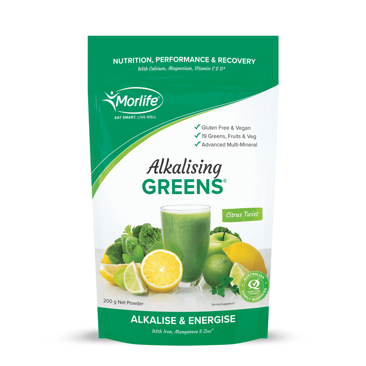 Morlife Alkalising Greens Citrus Twist 200g