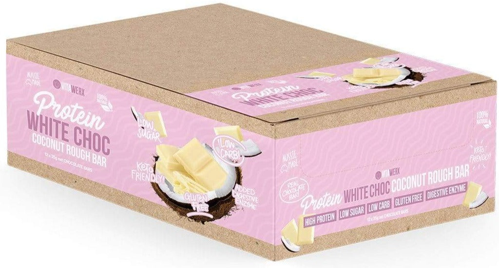 Vitawerx White Choc Bar 35g 12 box Coconut Rough