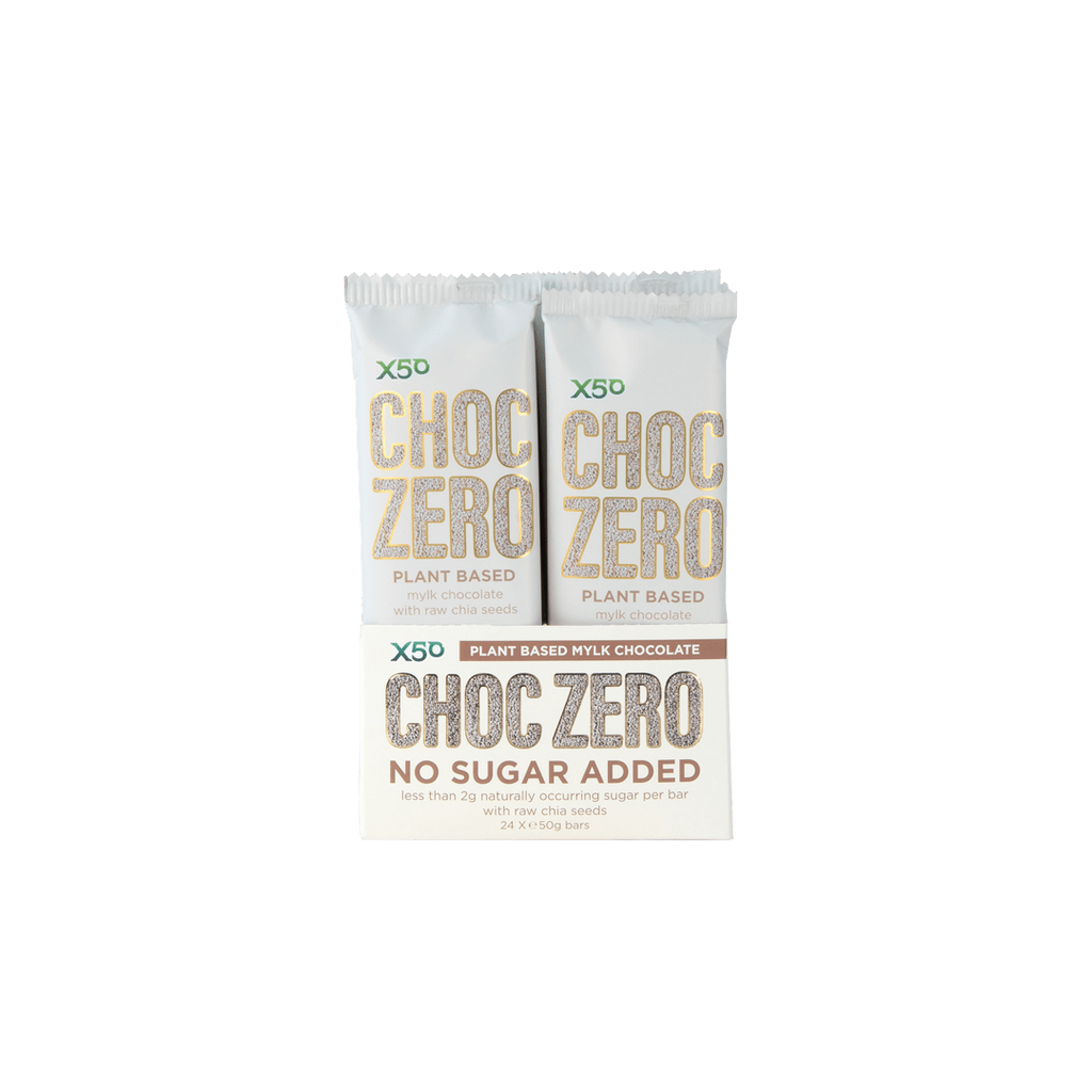 X50 Choc Zero Plant Based Protein Bar Mylk Choc Chia Seeds / 24 Pack