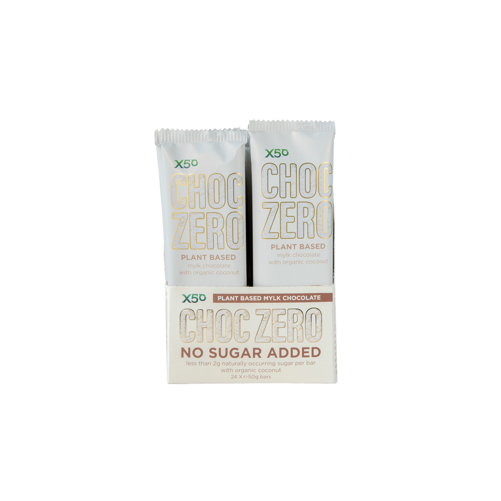 X50 Choc Zero Plant Based Protein Bar Mylk Choc Organic Coconut / 24 Pack