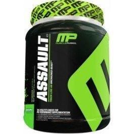 A big black container of Pre-Workout supplement.