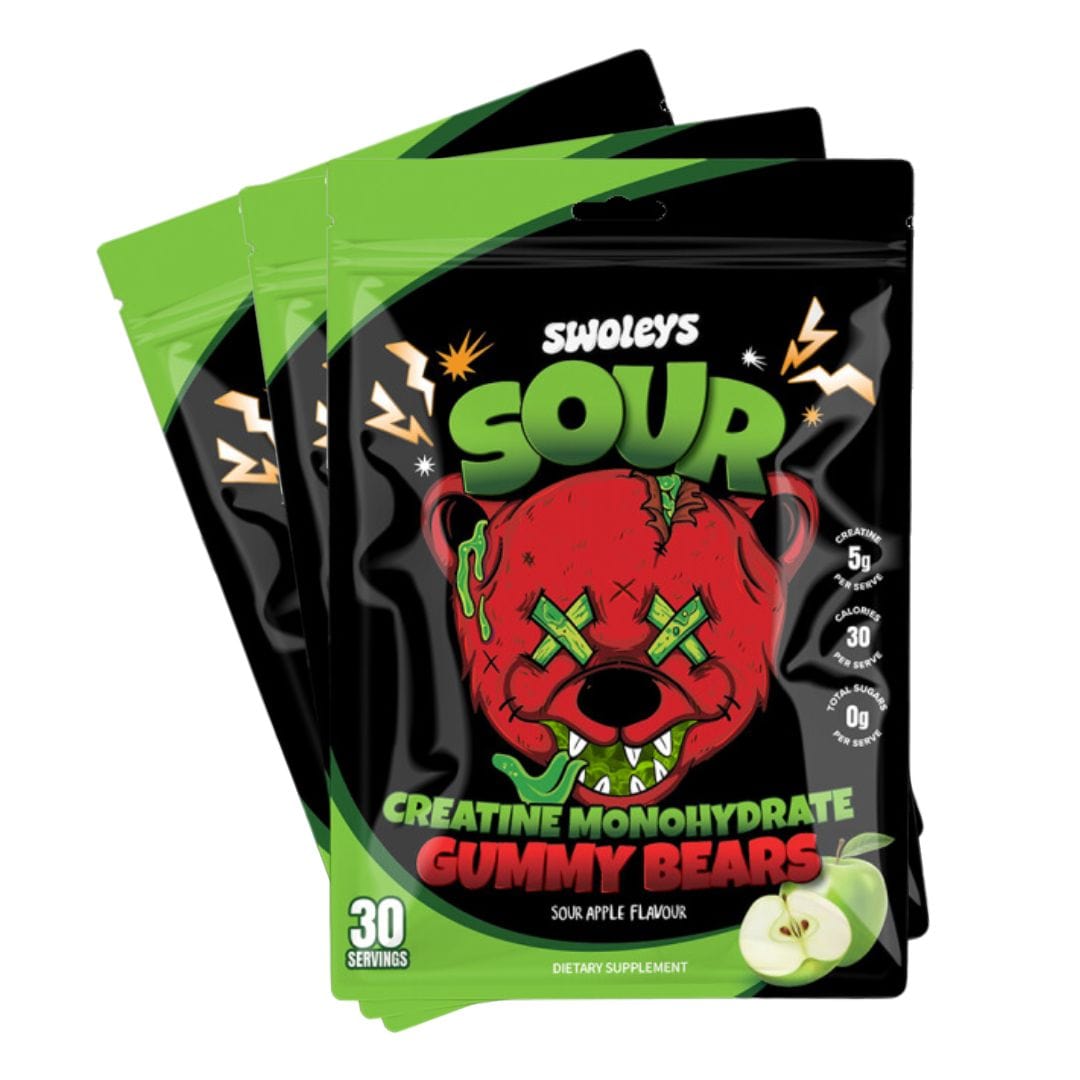 3x Swoleys Creatine Monohydrate Sour Gummy Bears Single Sachet *Gift*