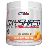 OxyShred supplement container with EHP Labs branding on a white background