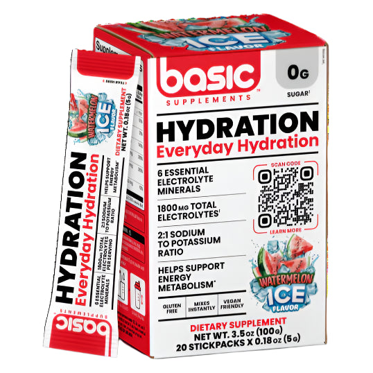 Box of Basic Supplements Hydration Everyday Hydration on a white background