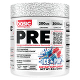 Basic supplements pre workout supplement, energy and performance forumula, ice pop flavour