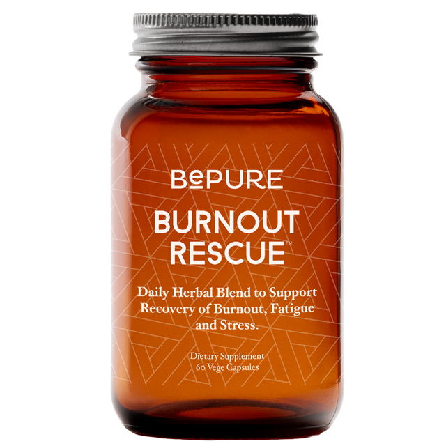 Bepure Burnout Rescue supplement bottle on a white background