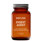 Brown supplement bottle labeled 'Bepure Digest Assist' on a white background