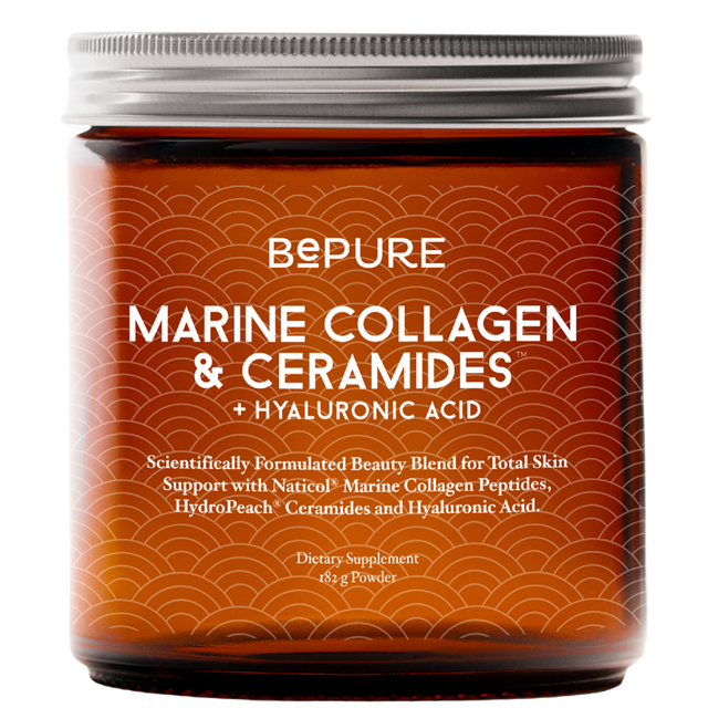 Jar of Bepure Marine Collagen & Ceramides supplement on a white background