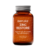 Bottle of Bepure Zinc Restore supplement on a white background