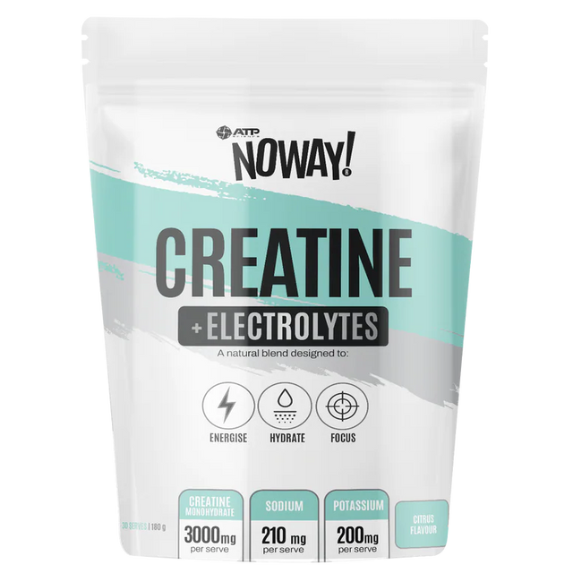 Package of NOWAY! Creatine + Electrolytes on a white background