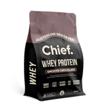 Chief Whey Protein package in smooth chocolate flavor on a white background