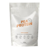 Package of pea protein powder with 'Pea Protein' branding on a white background