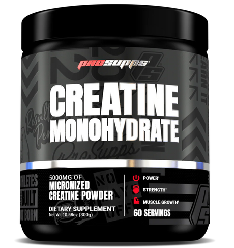 Supplement container labeled 'Creatine Monohydrate' on a white background