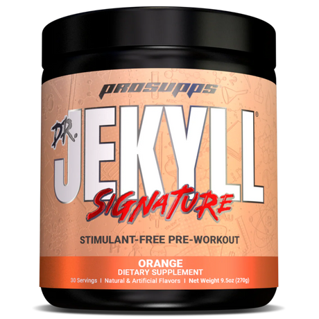 Pre-workout supplement container labeled 'Dr. Jekyll Signature' by ProSupps on a white background.