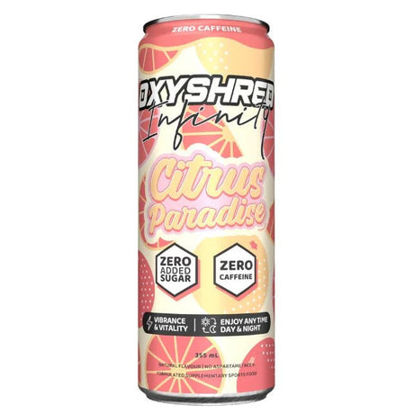 OxyShred Infinite Citrus Paradise energy drink can on a white background