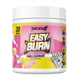 Container of Nexus Easy Burn Pink Lemonade supplement on a white background
