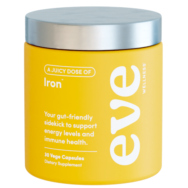 Yellow supplement container with silver lid on a white background