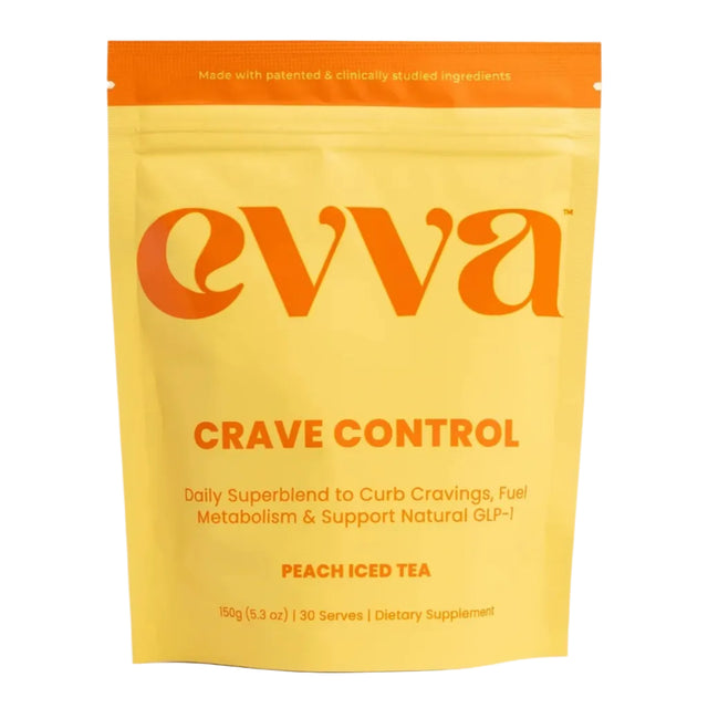 Yellow package of 'evva Crave Control' on a beige background